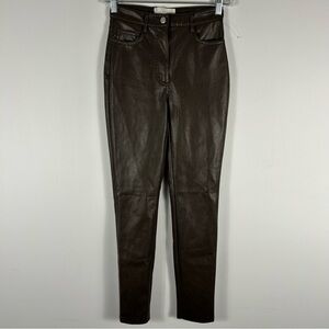 Aritzia Wilfred Melina Straight Leg SOFT Vegan Leather Pant Green Gray Size 0